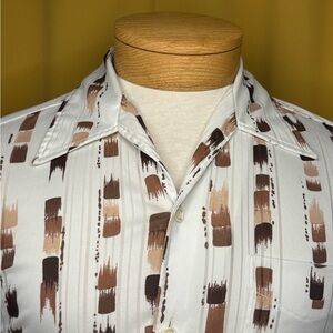 Men's White and Brown Brushstroke Casual Shirt